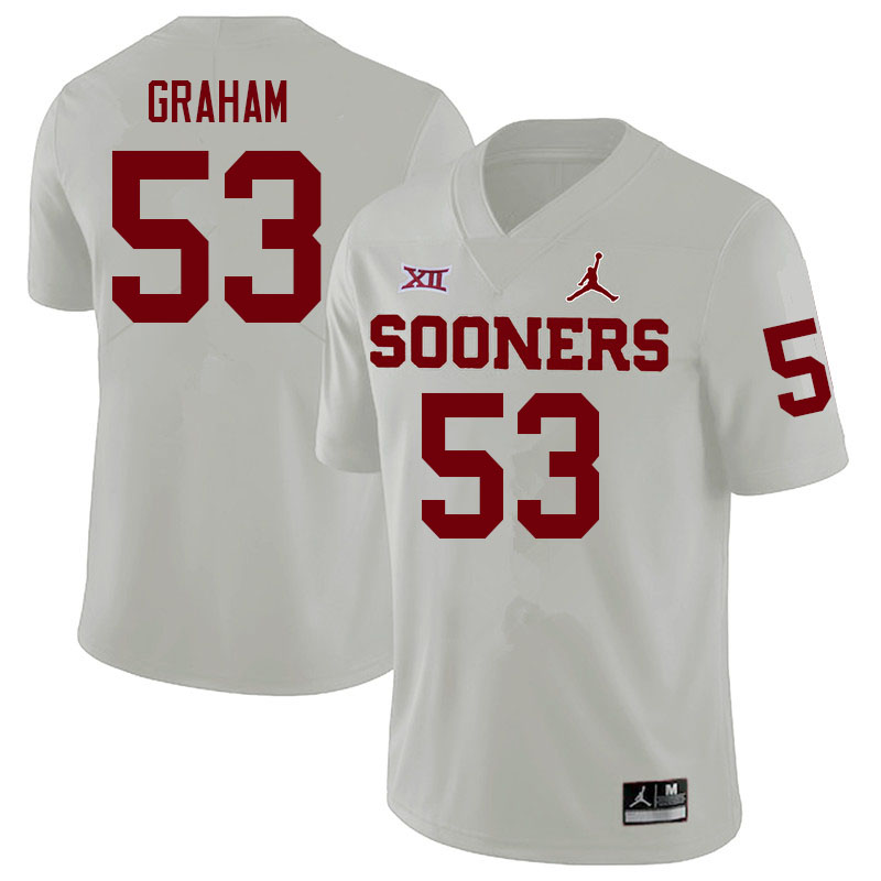 Men #53 Darius Graham Oklahoma Sooners College Football Jerseys Sale-White